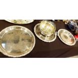 SILVER PLATED TRAYS. Three silver plated