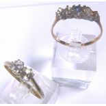 GOLD & SILVER RINGS. Two 9 ct gold and s
