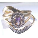 9 CT WEDDING SET. 9 ct gold amethyst and