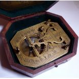 SUNDIAL. Brass sundial / map reader, box