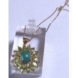 9 CT PENDANT & CHAIN. 9 ct gold peridot