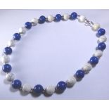 HOWLITE NECKLACE. Blue and white howlite