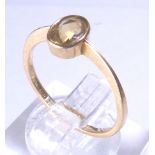 18 CT CITRINE RING. 18 ct gold faceted c