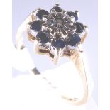 9 ct gold sapphire and diamond cluster r