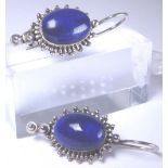 Sterling silver blue stone earrings, pos