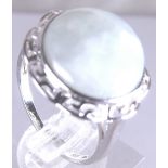 Silver certified jade ring, Size P/Q