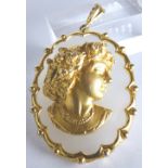 9 ct gold bust cameo set with diamonds
