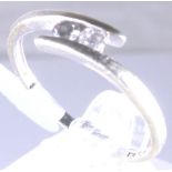 9 ct white gold two stone diamond ring,