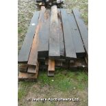 *APPROX THIRTY 25 YEAR OLD AIR DRIED ENGLISH OAK BEAMS, THE LONGEST 2440MM
