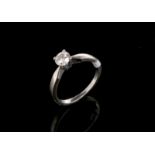 Single stone diamond ring, round brilliant cut diamond, estimated weight 0.49ct, claw set in 18ct