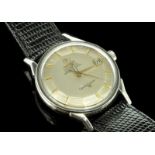 Gentlemen's Omega Constellation wristwatch, circular silver dial with applied baton hour markers,