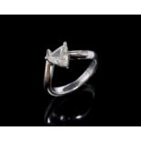 Single stone diamond ring, trillion cut diamond, estimated diamond weight 0.47ct, claw set in