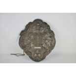 Judaica- A white metal Torah breast plate, 329g stamped Sterling