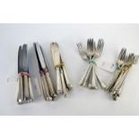 A part set of Asprey Art Deco silver plated cutlery including seven table forks, four table