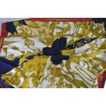 A Hermes "Soleil de Soie" scarf, designed by Caty Latham, twill silk with rolled edges, scarlet