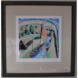 Signed Frances Farmar, 'Canal View', 25/195, limited edition print, 58 x 58cm including frame