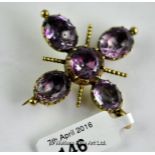 Georgian amethyst brooch/pendant, central round cut amethyst with an oval cut amethyst to the top,