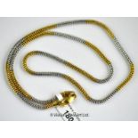 *Yellow and white metal fancy link necklace, stamped and tested as 18ct, length 50cm, weight 12.7