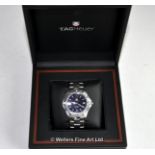 Gentlemen's Tag Heuer Aquaracer stainless steel wristwatch, dark blue circular dial with luminous