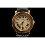 Ladies' Must de Cartier wristwatch, circular cream dial with Roman numerals and gold plated bezel,