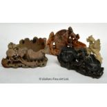 A group of four Chinese soapstone carvings.