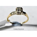 Diamond ring, round brilliant cut diamond, weighing an estimated 0.40ct, mounted in white metal with