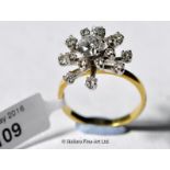 Diamond cluster ring, central round brilliant cut diamond, weighing an estimated 0.92ct, with a