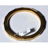 9ct gold large bangle with Greek key design, together with another bangle stamped 9ct, gross