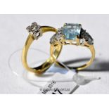 *Single stone diamond ring mounted in 18ct white and yellow gold, together with a topaz and