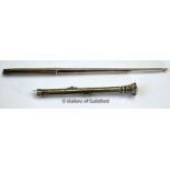 A silver quill holder stamped S Mordan & Co, Sterling Silver; a white metal propelling pencil with