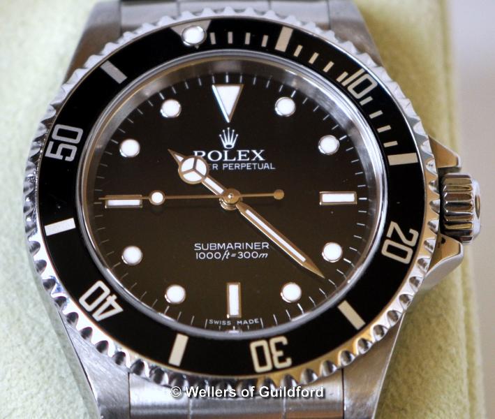 Rolex Oyster Perpetual Submariner gentlemen's stainless steel bracelet watch, black dial and - Image 2 of 2