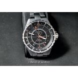 *Chanel J12 GMT automatic gentlemen's wristwatch, black dial with date aperture on a black matt