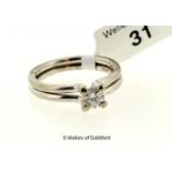 Single stone diamond ring, round brilliant cut diamond weighing an estimated 0.35ct, four claw set