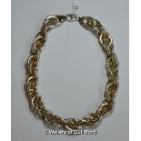 Large link chain necklace in white metal stamped and tested as silver, length 45cm