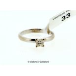 Single stone diamond ring, princess cut diamond weighing an estimated 0.25ct, mounted in 18ct