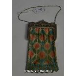 An Art Deco mesh purse by Whiting & Davis Co., the mesh coloured in a geometric pattern, 16.5cm