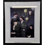 The Beatles - framed and glazed photo of The Beatles at a photo shoot with George Harrison eating