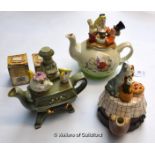 Three Cardew Disney design teapots: Alice in Wonderland, Beauty & the Beast, Lady & the Tramp,