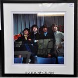 The Beatles - framed and glazed photo of The Beatles at a press conference