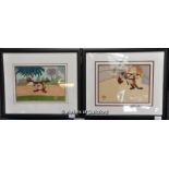 Animation - two framed and glazed Warner Bros original production cells "Kee Wee Ala King", 50cm x