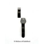 *Gentlemen's Lacoste wristwatch, circular grey dial with baton hour markers, date aperture and
