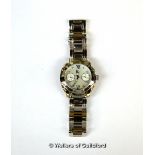 *Ladies' Gc stainless steel bracelet watch, round mother of pearl dial with two subsidiary dials (