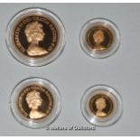 Elizabeth II, proof set of gold coins, 1980, comprising £5, £2, sovereign, half-sovereign, in case