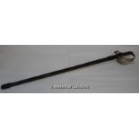 A cavalry sword with shagreen grip, metal wrist guard depicting crown and horn, pattern no. 4840,