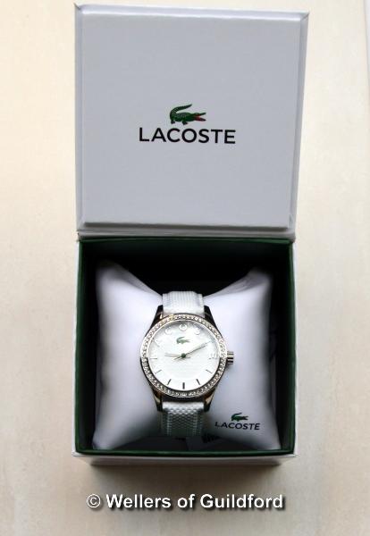 *Ladies' Lacoste wristwatch, circular white dial with 'LACOSTE' and baton hour markers, white - Image 2 of 2