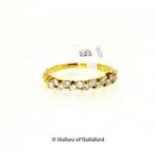 Diamond half eternity ring, round brilliant cut diamonds claw set in yellow metal, with Portuguese