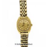 Ladies' Omega Constellation wristwatch, circular champagne colour dial with baton hour markers and