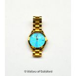 *Ladies' Michael Kors large size wristwatch, circular blue dial with baton hour markers, gold