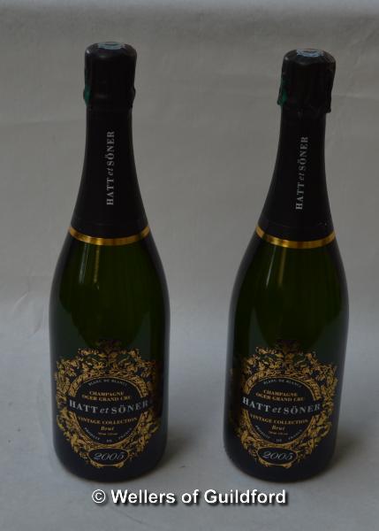 *Six bottles of Hatt & Soner champagne, Brut, 2005 (Lot subject to VAT)