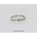 Diamond half eternity ring, round brilliant cut diamonds channel set in 18ct white gold, estimated